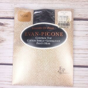 Vintage Evan Picone Black Shimmer of Pearl Panty Hose Size Long.
